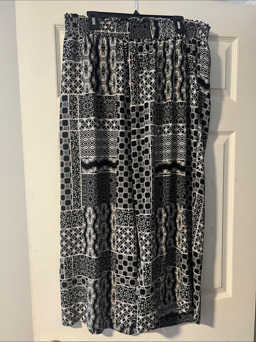 Rose & Olive Black and White Patchwork Wide Leg Pants